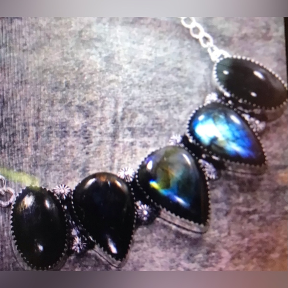 Labradorite Stamped 925 Sterling Silver Necklace